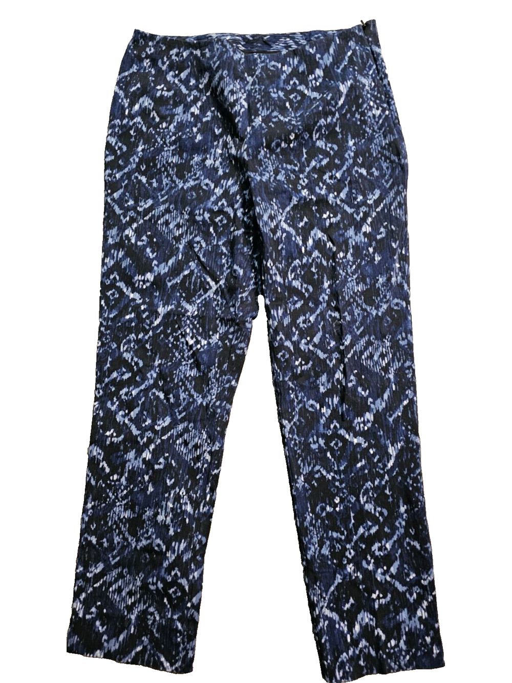 CHICOS Womens Blue Side Zip Cropped Capri Stretch Twill Pants Size 0-Small-4